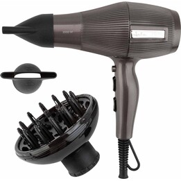 Secador de pelo profesional JATA JBSC1290. Secador de pelo iónico. 2200 W. 2 boquillas concentradoras y un difusor. 3 niveles de