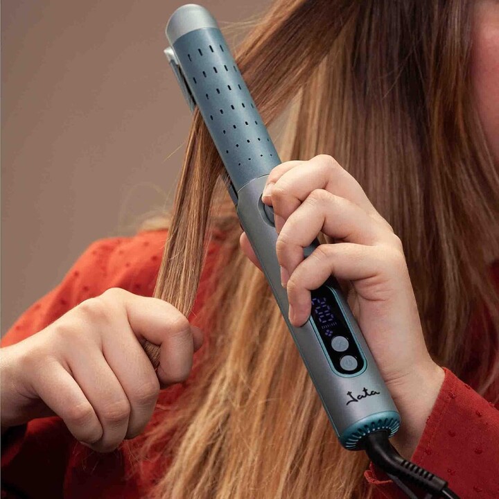 JATA JBPP1588 Piastra e arricciacapelli con getto d'aria, tecnologia Cool Air, piastre ceramiche flottanti, 4 impostazioni di te