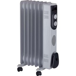 Radiador de óleo JATA R107 com 7 módulos, 1500 W, 3 níveis de aquecimento, termóstato ajustável, rodízios giratórios
