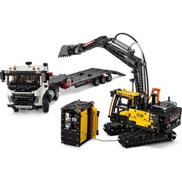 Camión Volvo FMX y excavadora eléctrica EC230