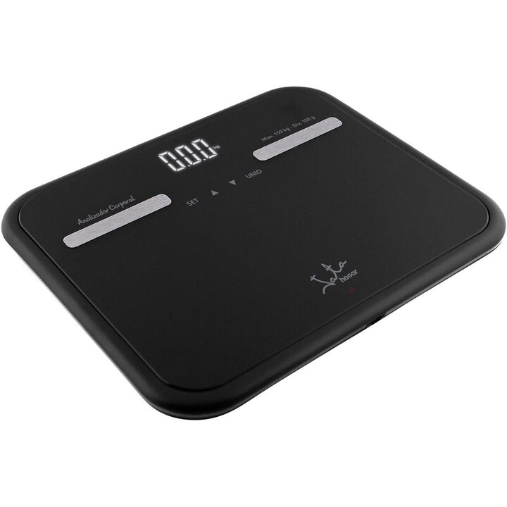 Jata 538 Digital Bathroom Scale Body Fat, LCD Display, High Precision, USB Charging, 180 kg Capacity, Glass Platform, Automatic 