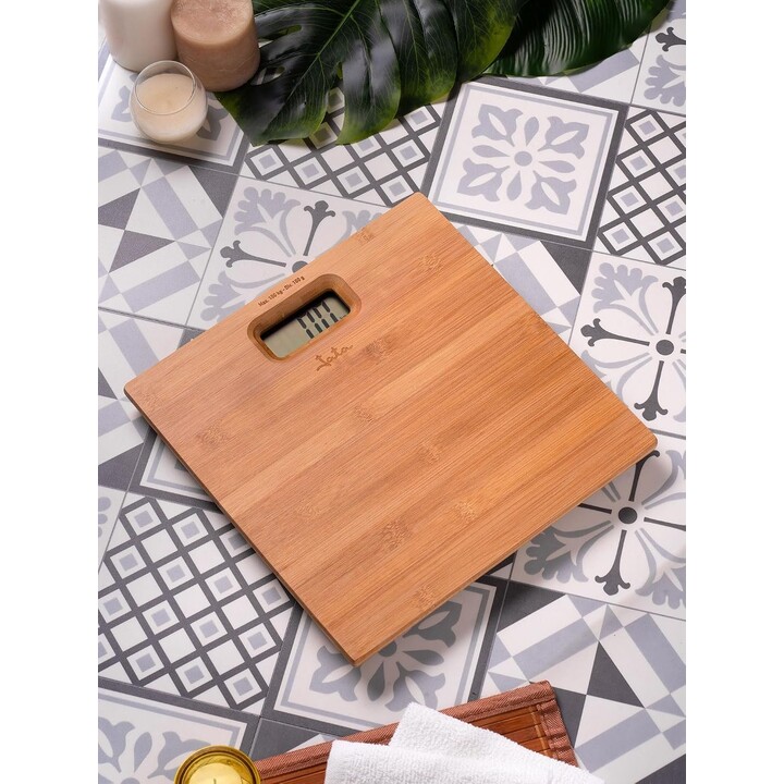 Bilancia da bagno digitale Jata Hogar 489 Bamboo con ampio display LCD. Alta precisione. 4 sensori. Indicatore di sovrappeso. Ac