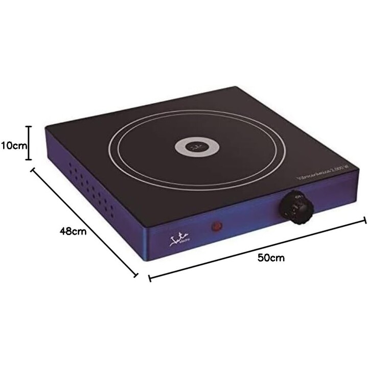 Jata V140 Electric Ceramic Hob with 1 Burner and 18cm Plate, Metal Body, Adjustable Temperature Thermostat, 2000W