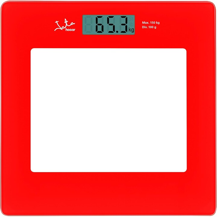 Báscula electrónica de cristal Jata Hogar 290R con pantalla LCD, roja