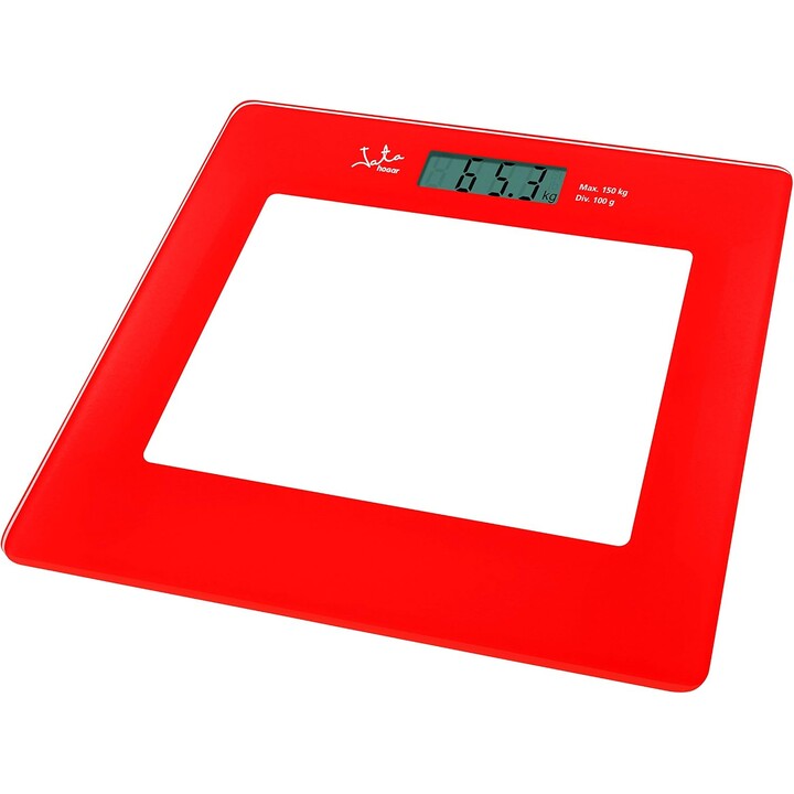 Báscula electrónica de cristal Jata Hogar 290R con pantalla LCD, roja