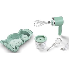 Batidora infantil inalámbrica recargable JATA HSET1234 Chef Bosquet, 5 velocidades, con picadora de 300 ml, incluye molde de sil