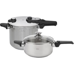 JATA HOGAR HOLL2547 Express Pressure Cookers 4L + 7L SUS304 Stainless Steel, Induction Compatible, 2 Pressure Levels, Triple Saf