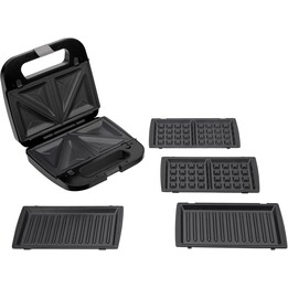 JATA JESW2010 Macchina per sandwich 3 in 1: griglia, macchina per sandwich e macchina per waffle. Piastre antiaderenti rimovibil