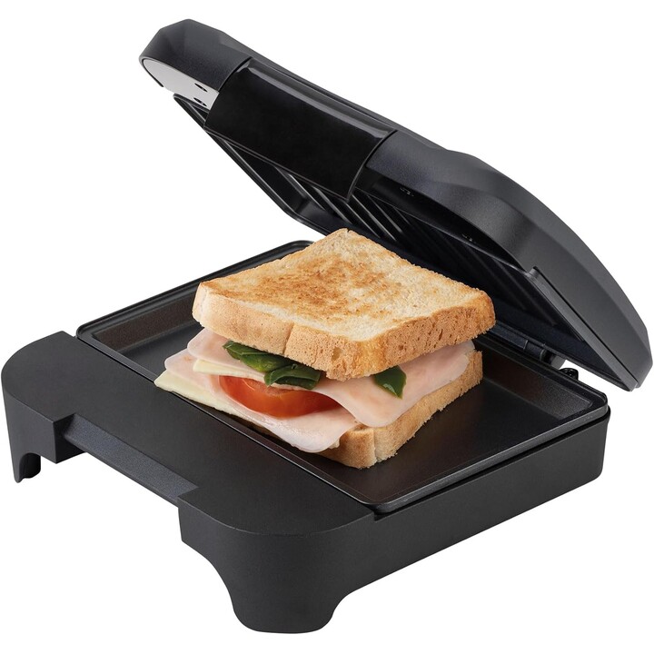 JATA JEGR1165 Double Grill : grill électrique compact de 750 W avec plaques antiadhésives de 21 x 14 cm, sans PFOA, facile à net