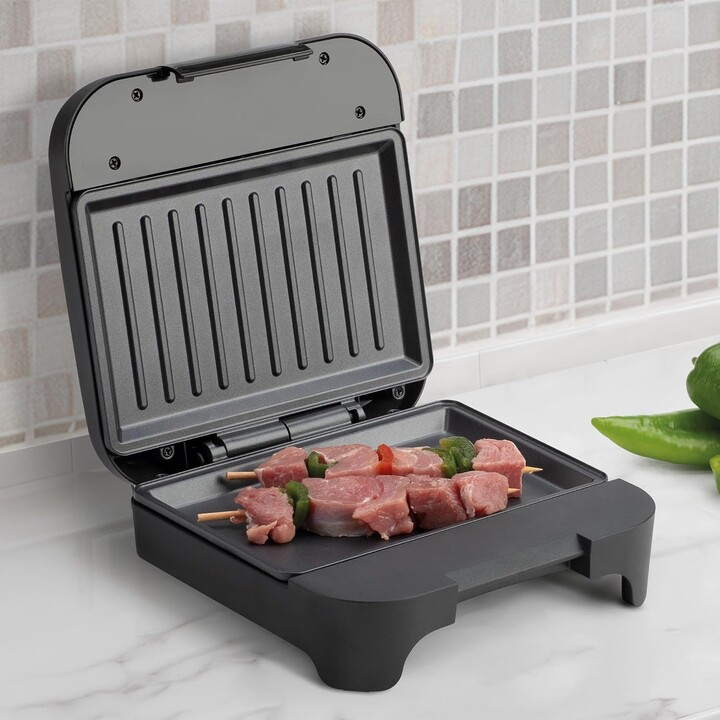 JATA JEGR1165 Double Grill : grill électrique compact de 750 W avec plaques antiadhésives de 21 x 14 cm, sans PFOA, facile à net