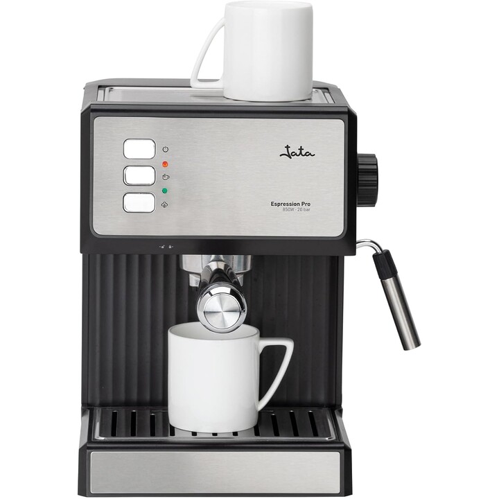 JATA JECA 2525 – Espressomaschine, 20 bar, 850 W, Auslaufarm mit zwei Ausläufen und Filter für 1 oder 2 Tassen, Dampfdüse zum Au