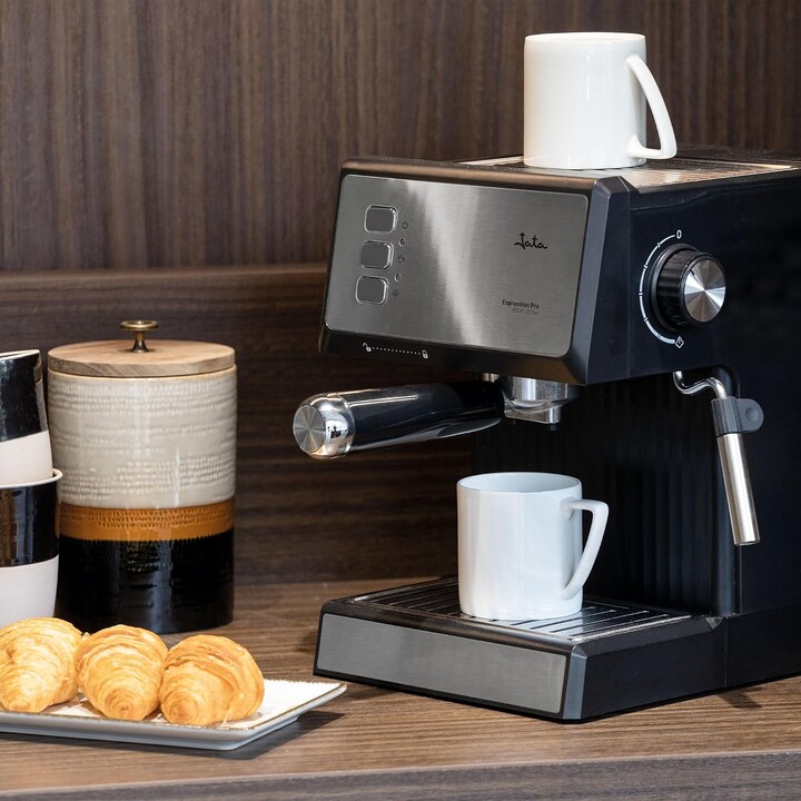 JATA JECA 2525 – Espressomaschine, 20 bar, 850 W, Auslaufarm mit zwei Ausläufen und Filter für 1 oder 2 Tassen, Dampfdüse zum Au