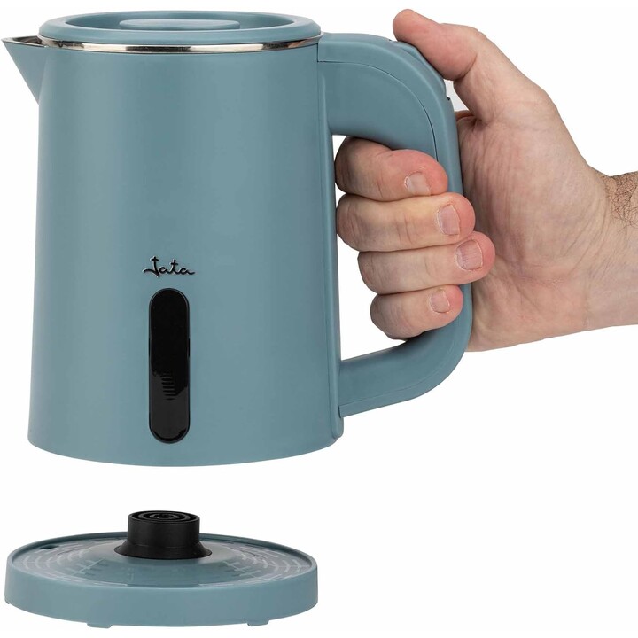 Bollitore elettrico JATA JEHA1808. Capacità: 0,8 L. 1000 W. Velocità massima. Filtro anticalcare. Base girevole a 360°. Spia lum