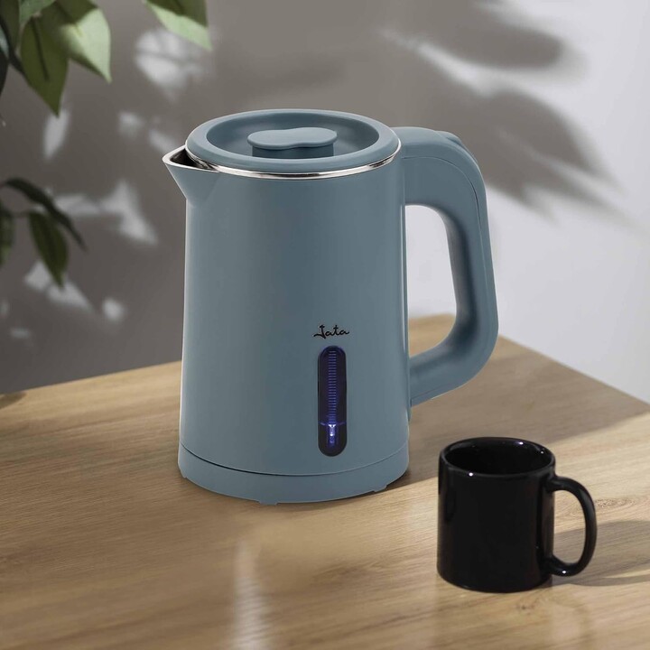 Bollitore elettrico JATA JEHA1808. Capacità: 0,8 L. 1000 W. Velocità massima. Filtro anticalcare. Base girevole a 360°. Spia lum