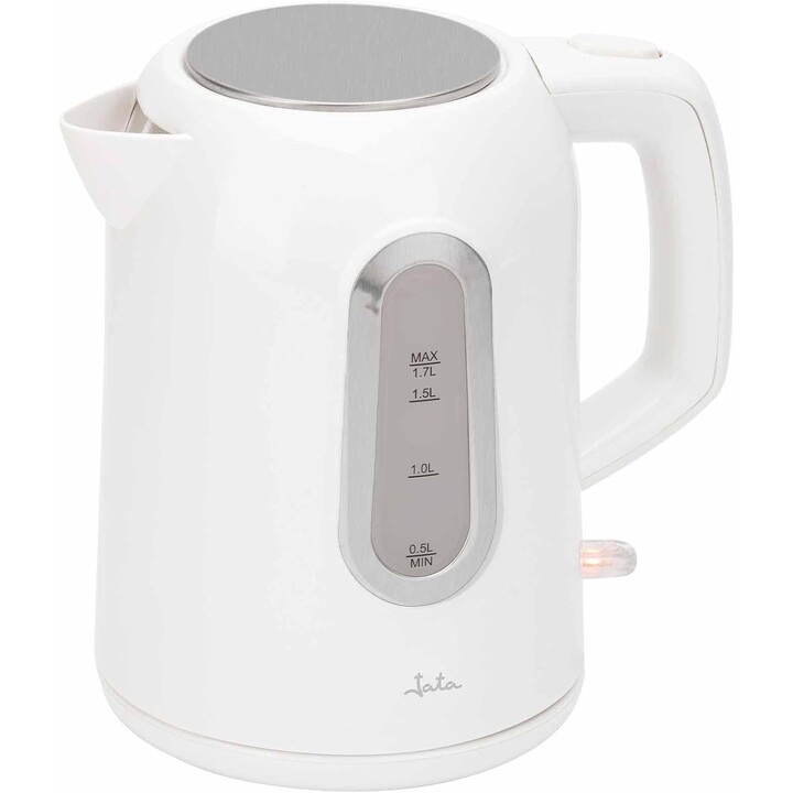Chaleira elétrica JATA JEHA1809. Capacidade: 1,7 L. 2200 W. Velocidade máxima. Filtro anticalcário removível. Base giratória a 3