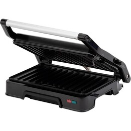 JATA JEGR1124 Elektrogrill und Grillplatte mit antihaftbeschichteten, geriffelten Platten, 23 x 14,5 cm. 1000 W. Zum Garen aller