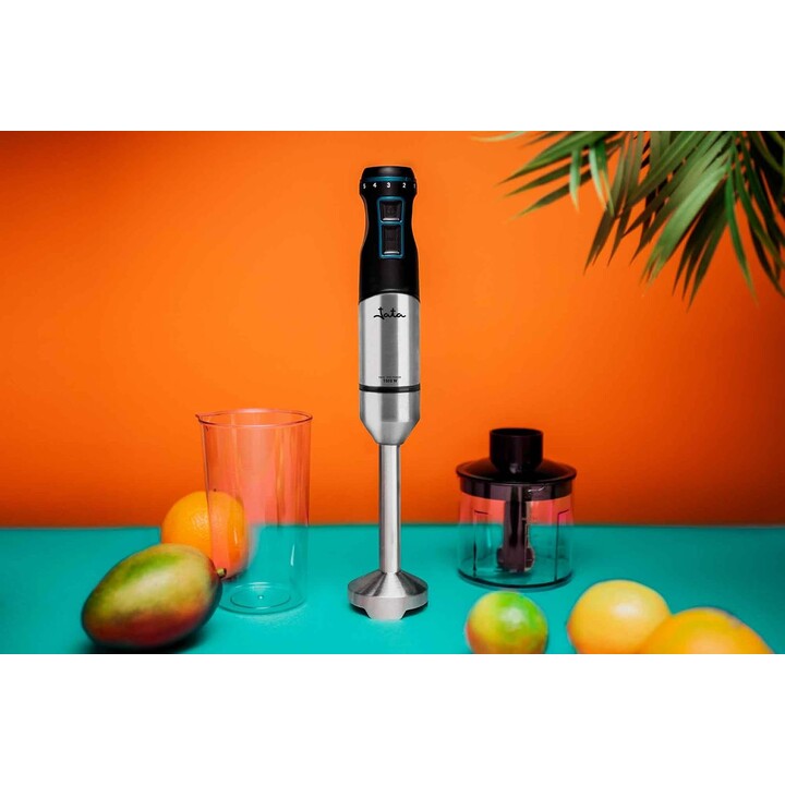 Batidora de mano JATA JEBT1853 de 1000 W. Cable en espiral extensible. 4 cuchillas de acero inoxidable. Base desmontable de acer