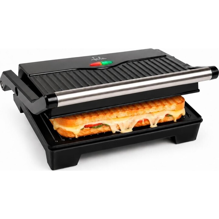 JATA JEGR1107 : double grill électrique 1 000 W, appareil à sandwichs et grill à 180°, plaques antiadhésives sans PFOA, ouvertur