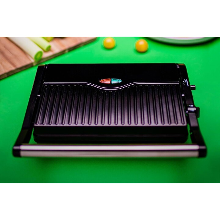 JATA JEGR1107 : double grill électrique 1 000 W, appareil à sandwichs et grill à 180°, plaques antiadhésives sans PFOA, ouvertur