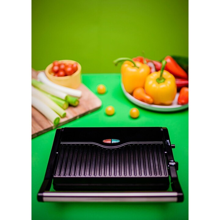 JATA JEGR1107 : double grill électrique 1 000 W, appareil à sandwichs et grill à 180°, plaques antiadhésives sans PFOA, ouvertur