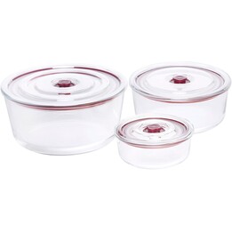 Recipientes herméticos de cristal para alimentos JATA HOGAR HREC4230. 3 recipientes de cristal para alimentos. 6 unidades (3 rec