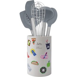 Jata HACC5460 Chef Bosquet: set di utensili da cucina in silicone e acciaio inossidabile con supporto portaoggetti, 6 pezzi: fru