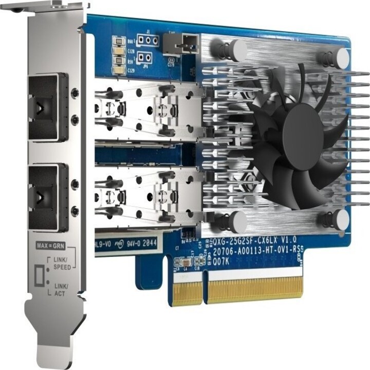 Adaptador e placa de rede interna de fibra ótica QNAP QXG-25G2SF-CX6 de 25 000 Mbit/s