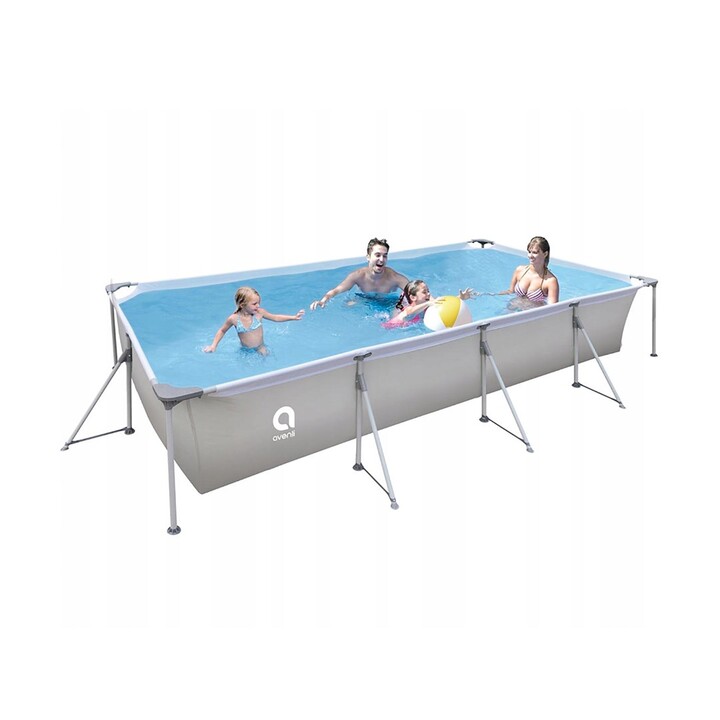 Piscina AVENLI com moldura cinza 394x207x80
