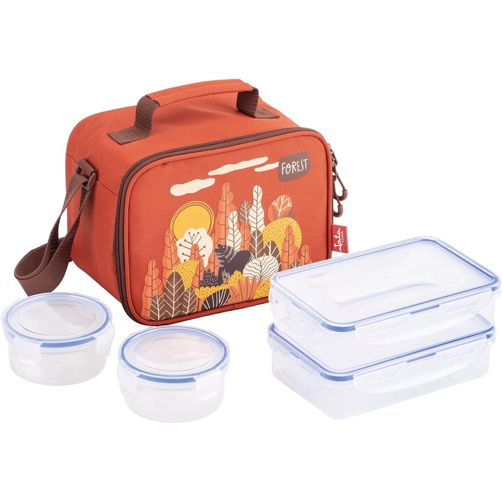 Saco térmico para alimentos JATA HOGAR HPOR7055 com 4 recipientes herméticos incluídos, saco térmico para almoço de 5 L fabricad