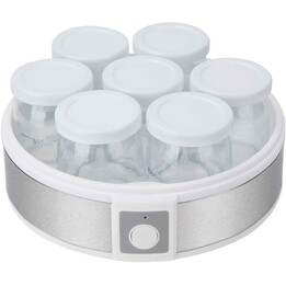 JATA JEYG2266 – Joghurtbereiter mit 7 Glasbechern à 180 ml mit Deckel, spülmaschinenfest. BPA-frei. Rutschfeste Füße. Maße: 24 x