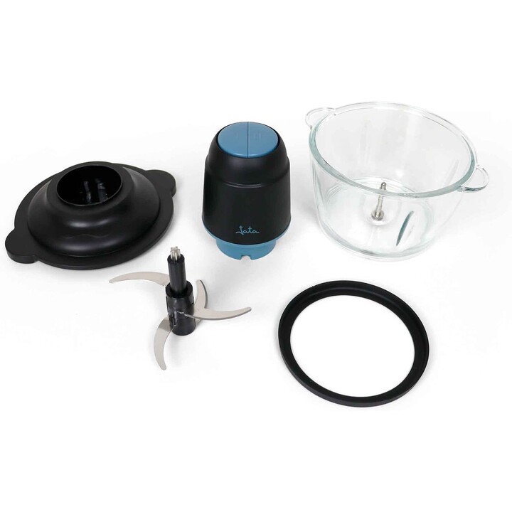 JATA JEPC1250 - Hachoir électrique de 400 W avec 4 lames en acier inoxydable, bol en verre de 1,5 L, 2 vitesses