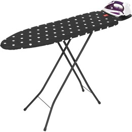 Jata HPLA8100 Folding Ironing Board, Measurement 110 x 32 cm, 100% Cotton Cover, Iron Rest, Black and White