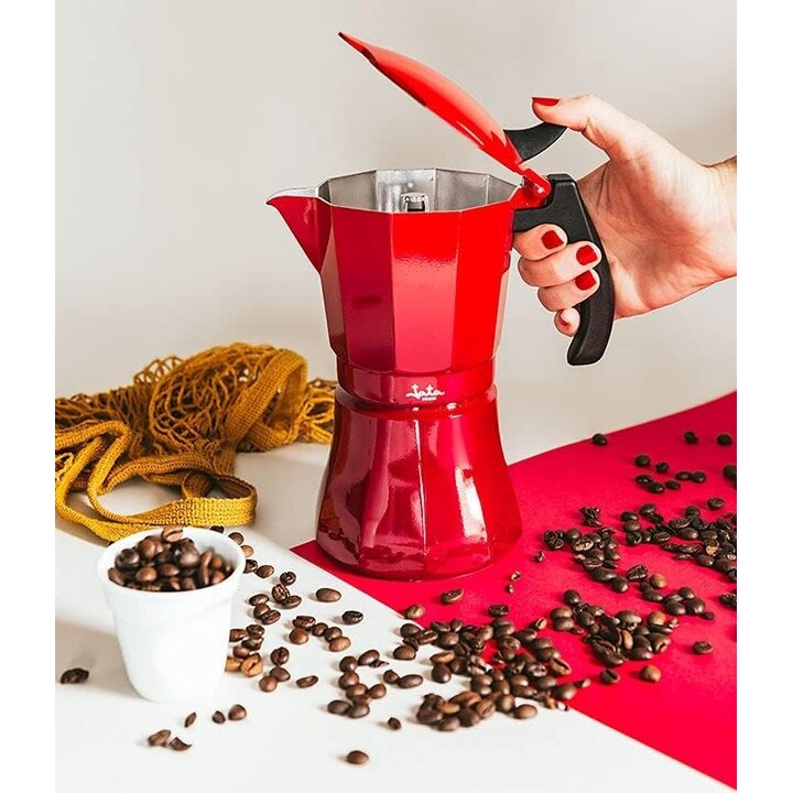 Cafetière à induction italienne Jata HCAF2012, capacité de 12 tasses, adaptée à tous les types de cuisines, corps en aluminium, 