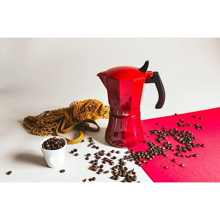 Cafetière à induction italienne Jata HCAF2012, capacité de 12 tasses, adaptée à tous les types de cuisines, corps en aluminium, 