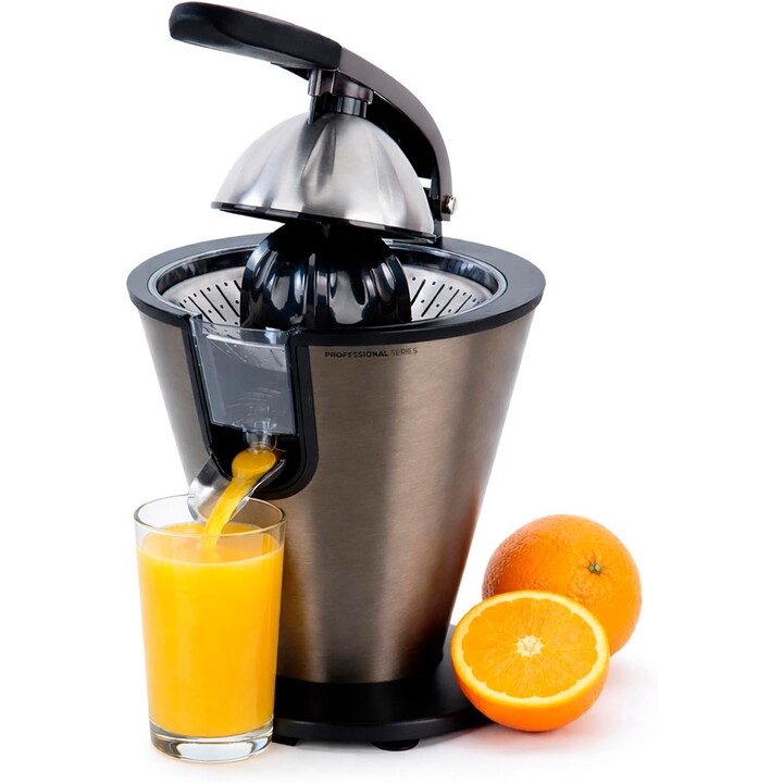 Jata EX1057 Stainless Steel Arm Electric Juicer. Pulp regulator filter. Continuous extraction. Anti-drip system