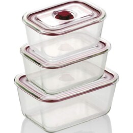 Recipientes de cristal herméticos Jata HREC4204, con capacidades de 500, 800 y 1500 ml, para alimentos sólidos y líquidos