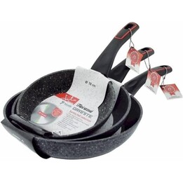 Jata Hogar Set Sf3 182226 3er-Set aus geschmiedeten Aluminiumbratpfannen, vollständig induktionsgeeignet, Tacaná 18/22/26 cm