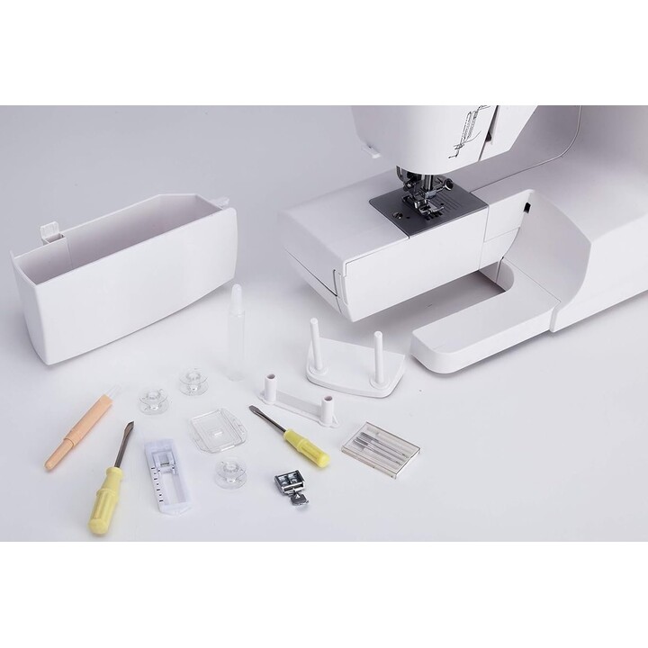 Jata MC744 Nähmaschine mit 33 Stichmustern, Geradstich und Zickzackstich, 4-Stufen-Knopflochfunktion und elektronischem Fußpedal