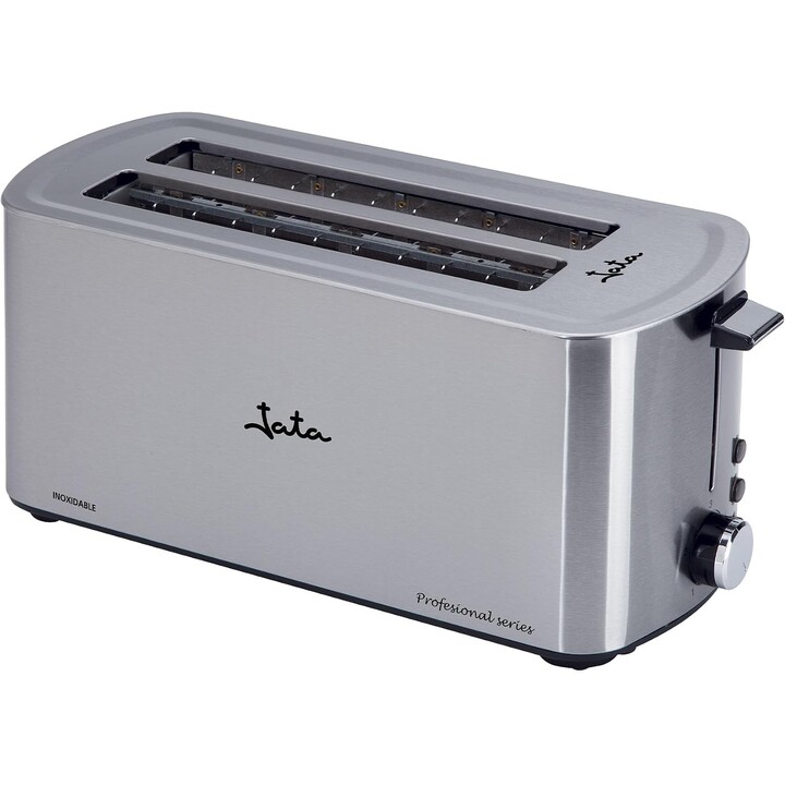 Tostadora de acero inoxidable Jata TT1046 de doble ranura, 1400 W, con funciones de descongelación y recalentamiento, y 5 nivele