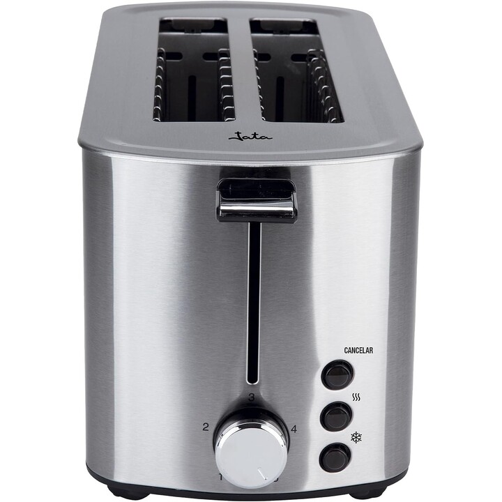 Tostadora de acero inoxidable Jata TT1046 de doble ranura, 1400 W, con funciones de descongelación y recalentamiento, y 5 nivele