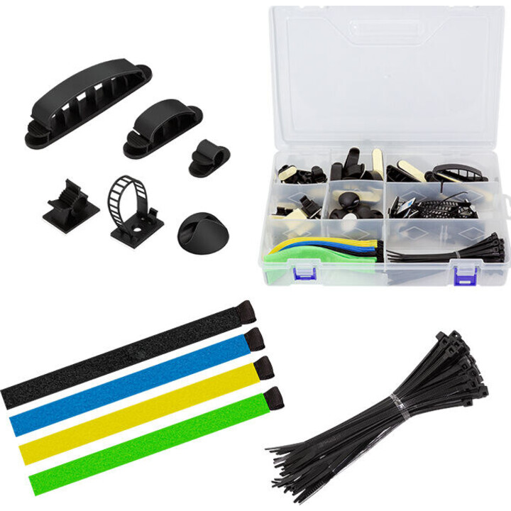 Cable organizer set in box, 8 items