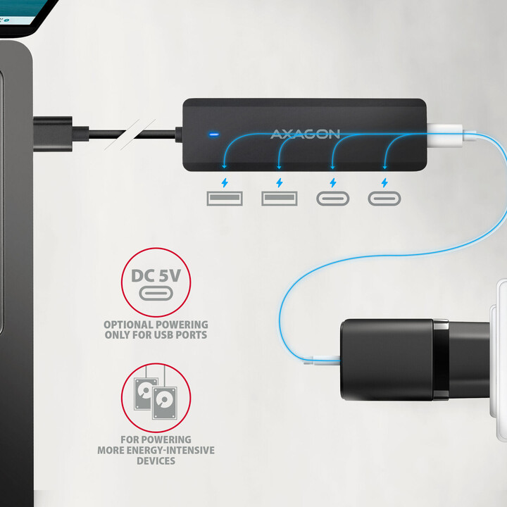 Hub 4 ports 5 Gbps 2x USB-A + 2x USB-C HUE-C2A
