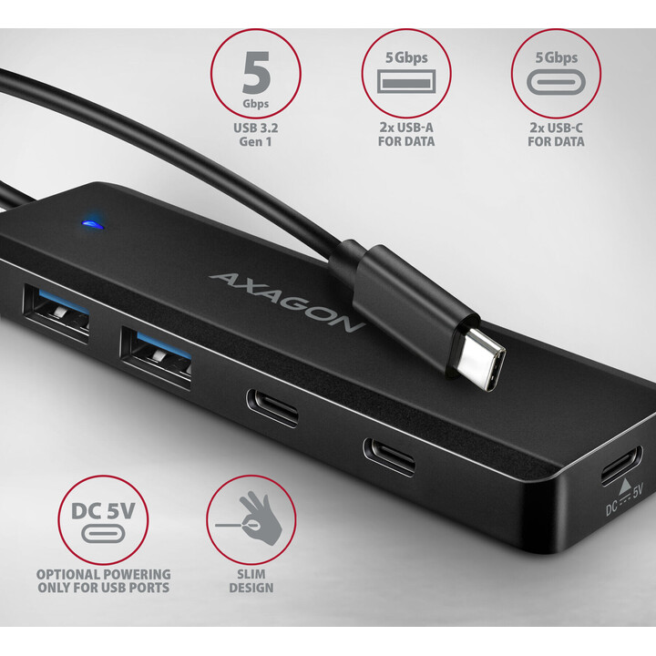 HUB 4-Port HUE-C2C 5 Gbit/s 2x USB-A + 2x USB-C