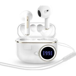 Écouteurs sans fil ENERGY SISTEM ChargeView TWS - Bluetooth 5.4 · Microphone · Boîtier de charge · Blanc