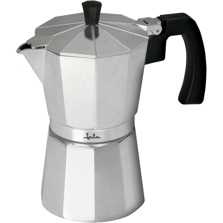Cafetière italienne en aluminium Jata CCA12, capacité de 12 tasses, compatible avec tous les types de cuisinières sauf celles à 