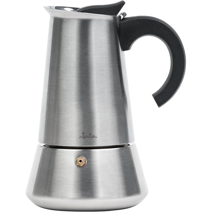 Máquina de café italiana Jata Hogar CAX110, compatível com placas de indução, 10 chávenas, aço inoxidável, máquina de café expre