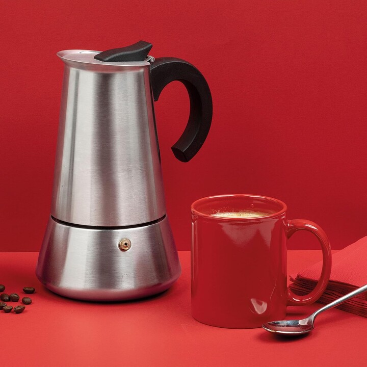 Máquina de café italiana Jata Hogar CAX110, compatível com placas de indução, 10 chávenas, aço inoxidável, máquina de café expre