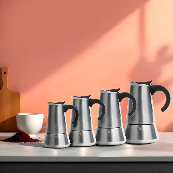 Máquina de café italiana Jata Hogar CAX110, compatível com placas de indução, 10 chávenas, aço inoxidável, máquina de café expre
