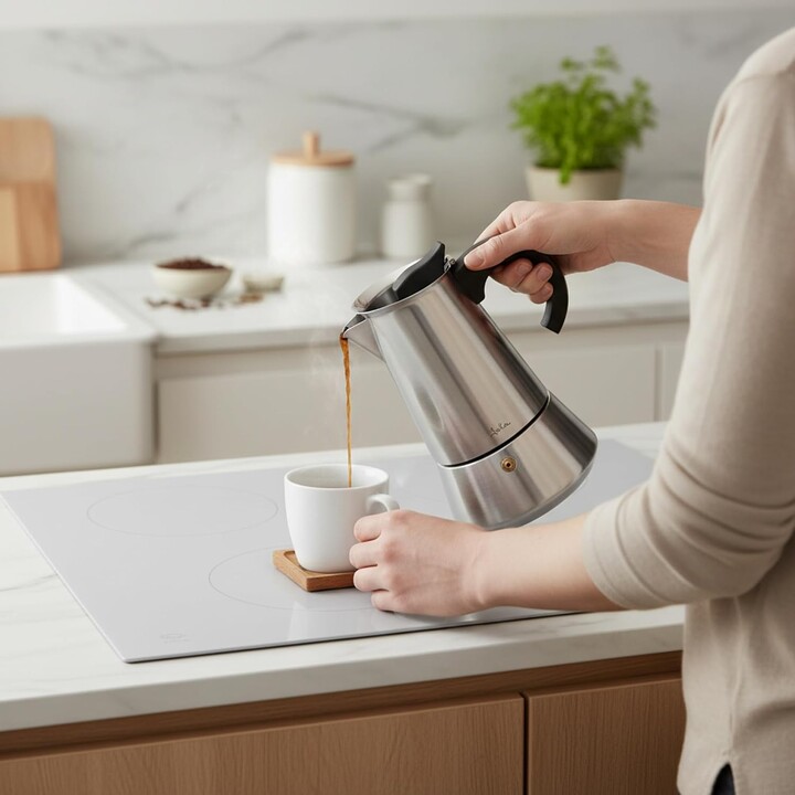 Cafetière italienne Jata Hogar CAX110, compatible avec les plaques à induction, 10 tasses, en acier inoxydable, cafetière moka, 