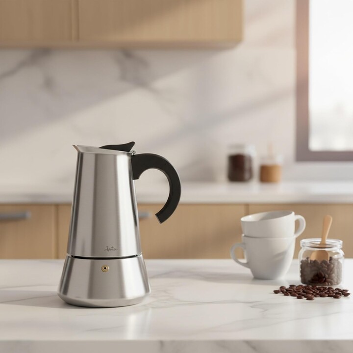 Jata Hogar CAX110 Italienische Kaffeemaschine, induktionsgeeignet, 10 Tassen, Edelstahl, Moka-Espressokocher, für alle Herdarten